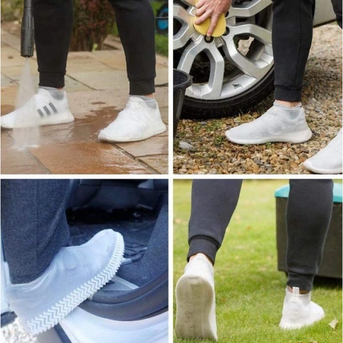 Silikon Ayakkabı Kılıfı Kaymaz Su Kir Geçirmez   M Beden Siyah (5047)