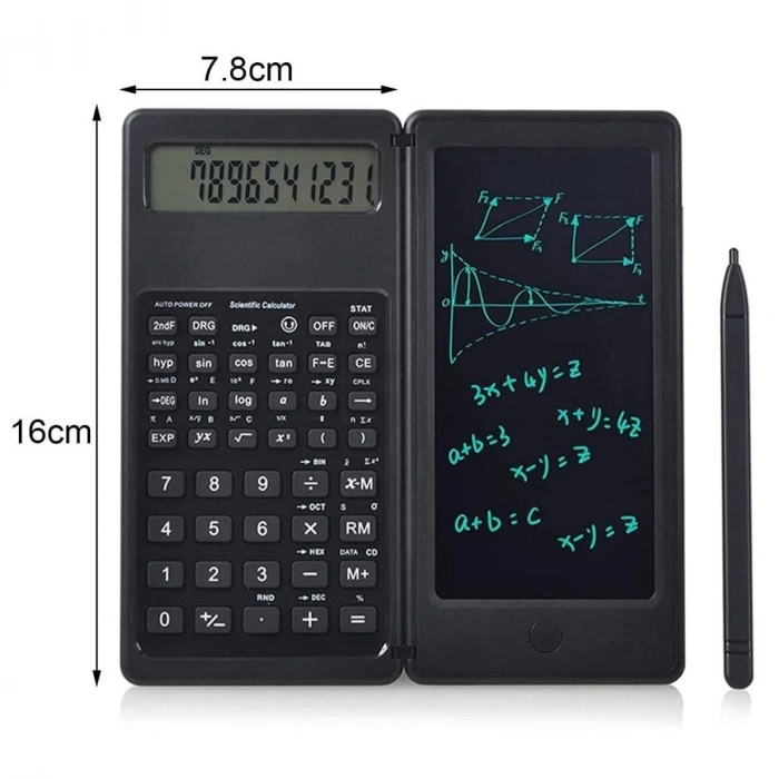 Silinebilir LCD Yazı Tabletli,Kalemli Katlanabilir Bilimsel Hesap Makinesi (5047)