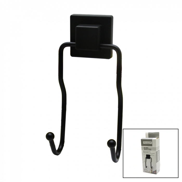 SİYAH - 2Lİ METAL SARKIK ASKI KARE GÜÇLÜ YAPIŞKANLI 8X9X19CM (5047)