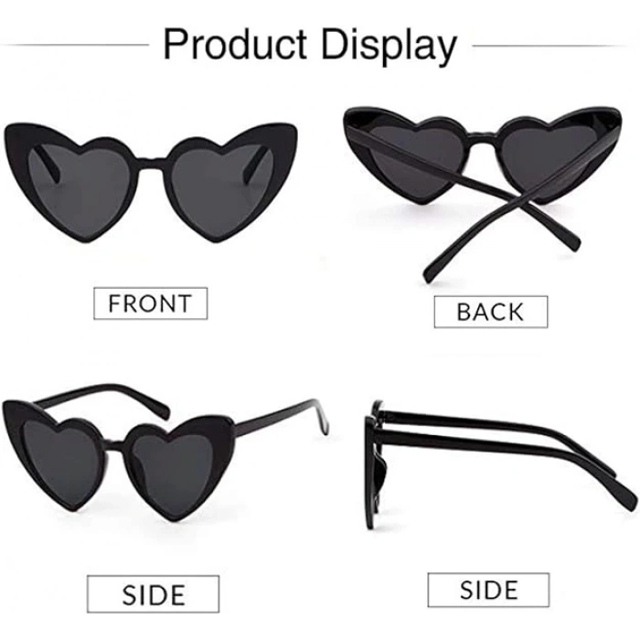 Siyah Renk Kalp Şekilli Parti Gözlüğü 15x5 Cm
