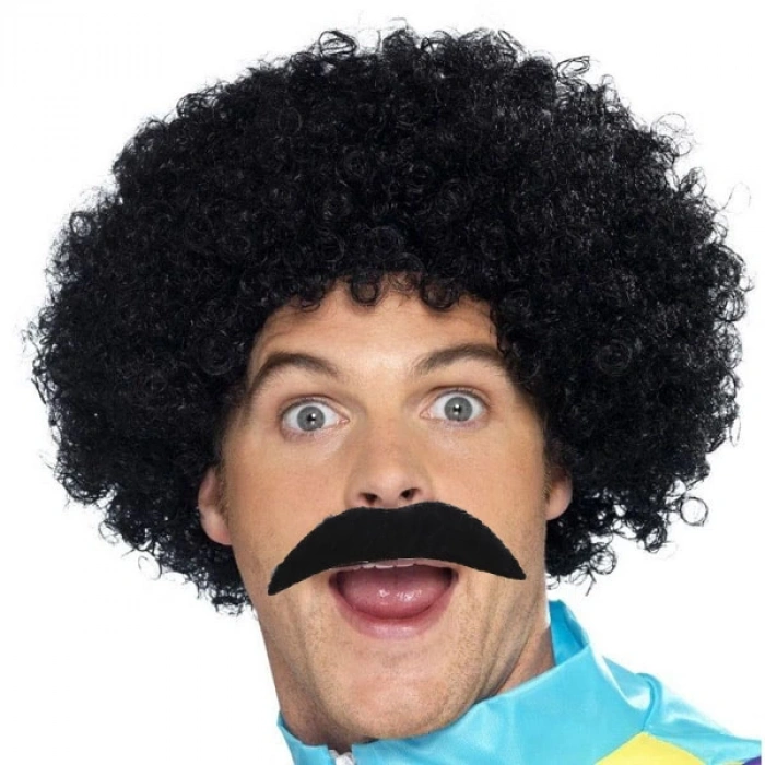 Siyah Scouser Erkek Kısa Peruk 120 Gr ve Bıyık Seti (5047)