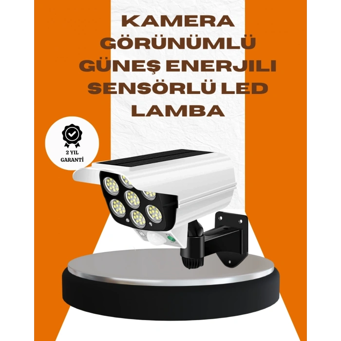 Mey İthalat® Solar Şarjlı Kamera Tasarımlı LED Duvar Lambası Hareket Sensörlü Dış Mekan Aydınlatma