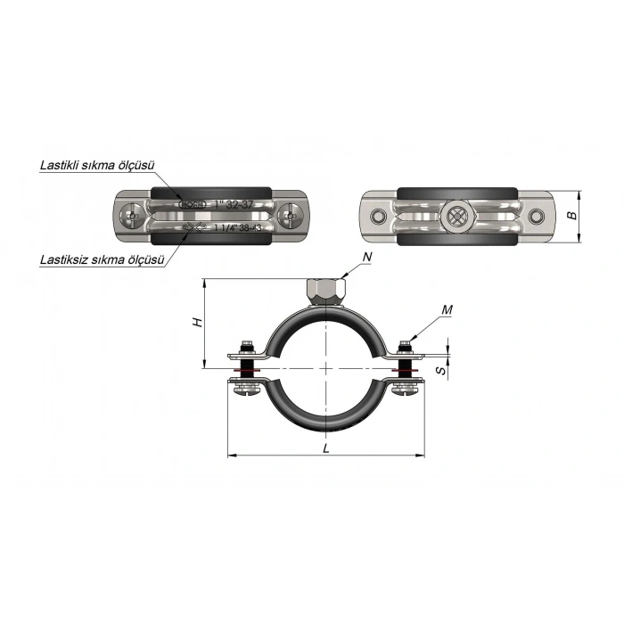 Mey İthalat® Somunlu Boru Kelepçesi 3lük
