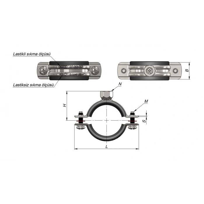 Mey İthalat® Somunlu Boru Kelepçesi 4lük