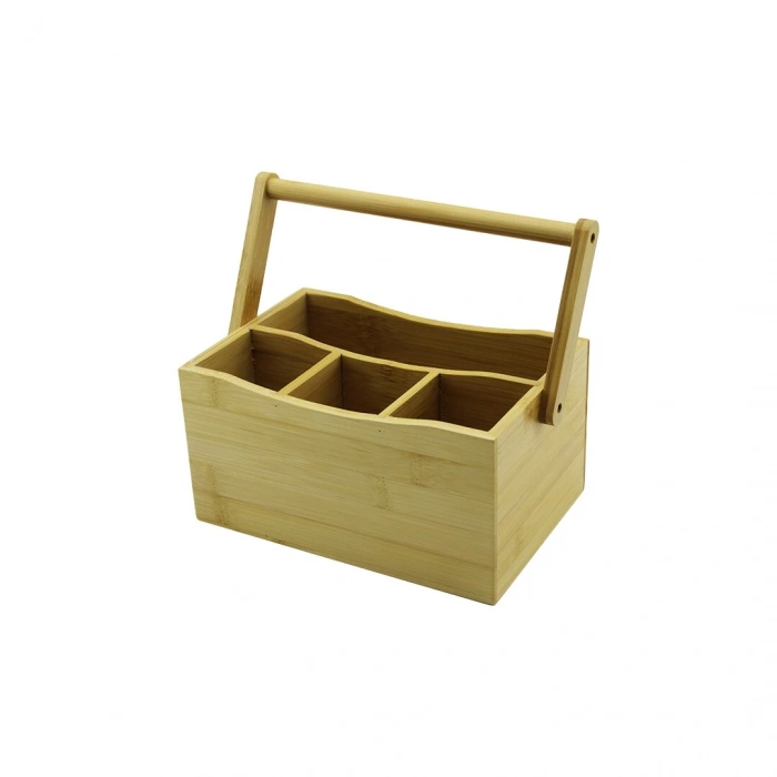 TAŞIMA KULPLU - 3+1 BÖLMELİ   TEZGAH ÜSTÜ  BAMBU - AHŞAP KAŞIKLIK (5047)