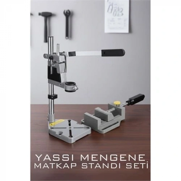 Mey İthalat® Tezgah Üstü Matkap Standı  + Tezgah Mengenes Seti
