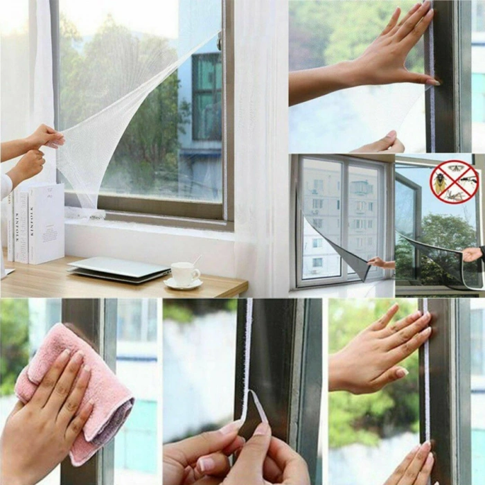 Tüm Cam Pencere Kapılara Uyumlu Çift Kanat Pencere Sinekliği (5047)