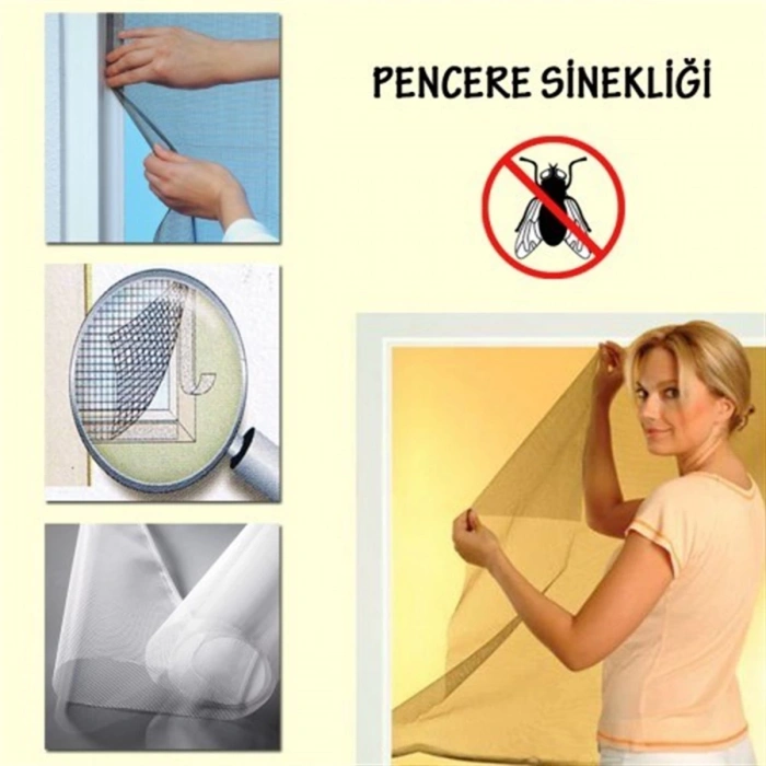 Tüm Cam Pencere Kapılara Uyumlu Tek Kanat Pencere Sinekliği (5047)