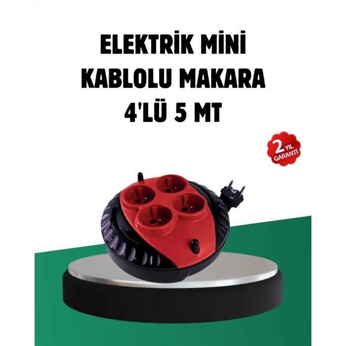 Mey İthalat® Türkiye Üretimi 5 Metre 4 Prizli Kablolu Makara