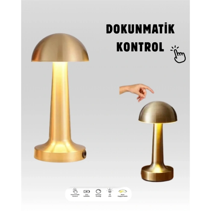 Mey İthalat® USB Şarjlı Dokunmatik LED Masa Lambası – 3 Renk Modu & Dimmer