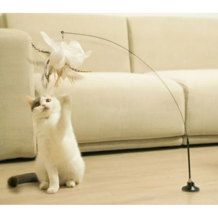 Vantuzlu Tüylü Zilli Kedi Oyun Oltası (5047)