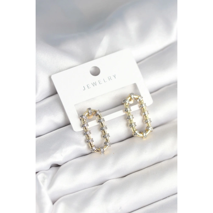 Vintage Model Halka Zirkon Taşlı Kadın Küpe