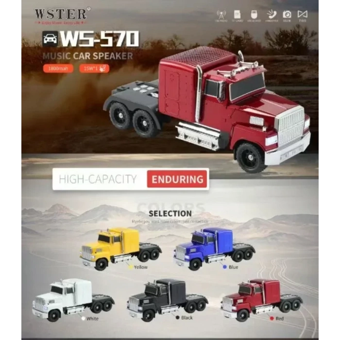 WS-570 Araba Şekli Bluetooth Hoparlör Retro HIFI Stereo Soundbox Masaüstü Bilgisayar Müzik Çalar (5047)