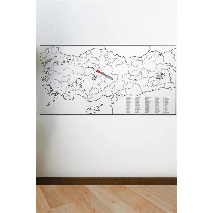 Yazılabilir Türkiye Haritası Manyetik Duvar Stickerı 110 x 56 cm (5047)