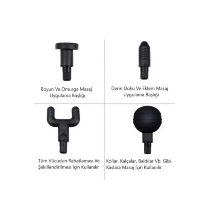 Yeni Nesil Darbeli Titreşimli Şarjlı Sporcu Masaj Tabancası 4 Başlıklı LC-002 (5047)