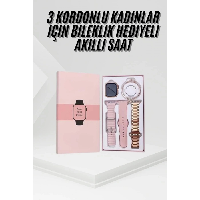 Mey İthalat® Yeni Nesil Kadın Akıllı Saat Rose Gold Android ve İos Uyumlu