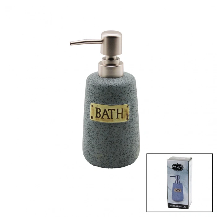 YUVARLAK GRİ - MAT DESEN SERAMİK SIVI SABUNLUK (5047)