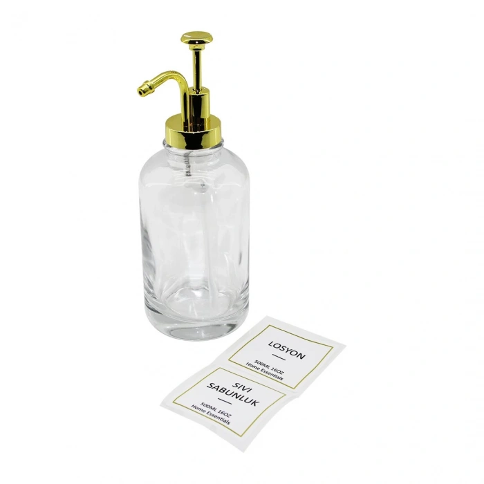 YUVARLAK ŞEFFAF CAM SIVI SABUNLUK 500ML (5047)