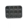 12 GÖZLÜ METAL - SİYAH DÜZ MUFFIN KALIP (5047)