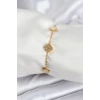 316L Çelik Gold Renk Beyaz ve Zirkon Taşlı Baby Boy Yonca Kadın Bileklik