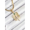 316L Çelik Zirkon Taşlı Melek Model Gold Renk Kadın Kolye