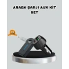 Mey İthalat® AUX Bluetooth Adaptör ve 38W Hızlı Araç Şarj Cihazı Seti