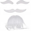 Beyaz Renk Kendinden Yapışkanlı Takma Sakal Bıyık ve Kaş Seti