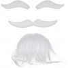 Beyaz Renk Kendinden Yapışkanlı Takma Sakal Bıyık Ve Kaş Seti