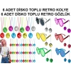 12 Parça Renkli Disko Toplu Retro Parti Seti – 6 Kolye + 6 Gözlük