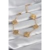 Mey İthalat® 316L Çelik Gold Renk Yonca Model İşleme Detay Kadın Bileklik
