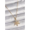 316L Çelik Gold Renk Zincir Zirkon Taşlı Kar Tanesi Model Kadın Kolye
