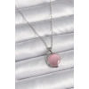 316L Çelik Gümüş Renk Daire Pembe Sedefli Model Kadın Kolye