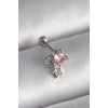 316L Çelik Gümüş Renk Pembe Zirkon Taşlı Sallantı Yıldız Detay Tragus Piercing