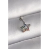 316L Çelik Gümüş Renk Renkli Zirkon Taşlı Yıldız Model Tragus Piercing