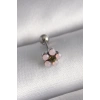316L Çelik Gümüş Renk Zirkon Taşlı Çiçek Tragus Piercing
