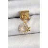 316L Çelik Sallantılı Zirkon Taşlı Kelebek Detaylı Halka Model Gold Renk Nomination Charm