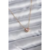 316L Çelik Zincir Gold Renk Pembe Zirkon Taşlı Charm Kadın Kolye