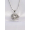 316L Çelik Zincir Gümüş Renk Kalp Güneşi Tasarımlı Kolye