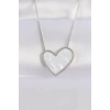 316L Çelik Zincir Gümüş Renk Mermer Desenli Kalp Kolye