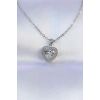 316L Çelik Zincir Gümüş Renk Zirkon Taşlı Charm Kalp Kolye
