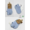Mey İthalat®   2Li Sneakers Smile Penye Çorap 20106 Mavi Ekru