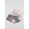 Mey İthalat®   3Lü Penye Kız Soket Çorap 10112 Gri