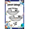 Çocuk Tabağı Güvenli Kenarlı Çelik 2 Adet 21 cm