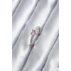 Gümüş Renk Zirkon Taşlı Pembe Kristal Kalp Model Kadın Yüzük