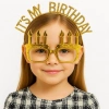 Mey İthalat® İts My Birthday Yazılı Taç ve Mum Şekilli Gözlük Seti Altın Renk