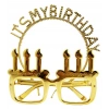 Mey İthalat® İts My Birthday Yazılı Taç ve Mum Şekilli Gözlük Seti Altın Renk