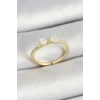 Pirinç Fiyonk Figürlü Zirkon Taşlı Gold Renk Ayarlanabilir Kadın Yüzük