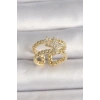 Pirinç Gold Renk 2Li Zincir Zirkon Taşlı Yıldız Figür Kadın Yüzük