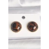 Pirinç Gold Renk 3D Daire Leopar Model Kadın Küpe