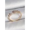 Pirinç Gold Renk Pembe Damla Zirkon Taşlı Ayarlanabilir Kadın Yüzük